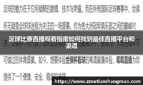 足球比赛直播观看指南如何找到最佳直播平台和渠道